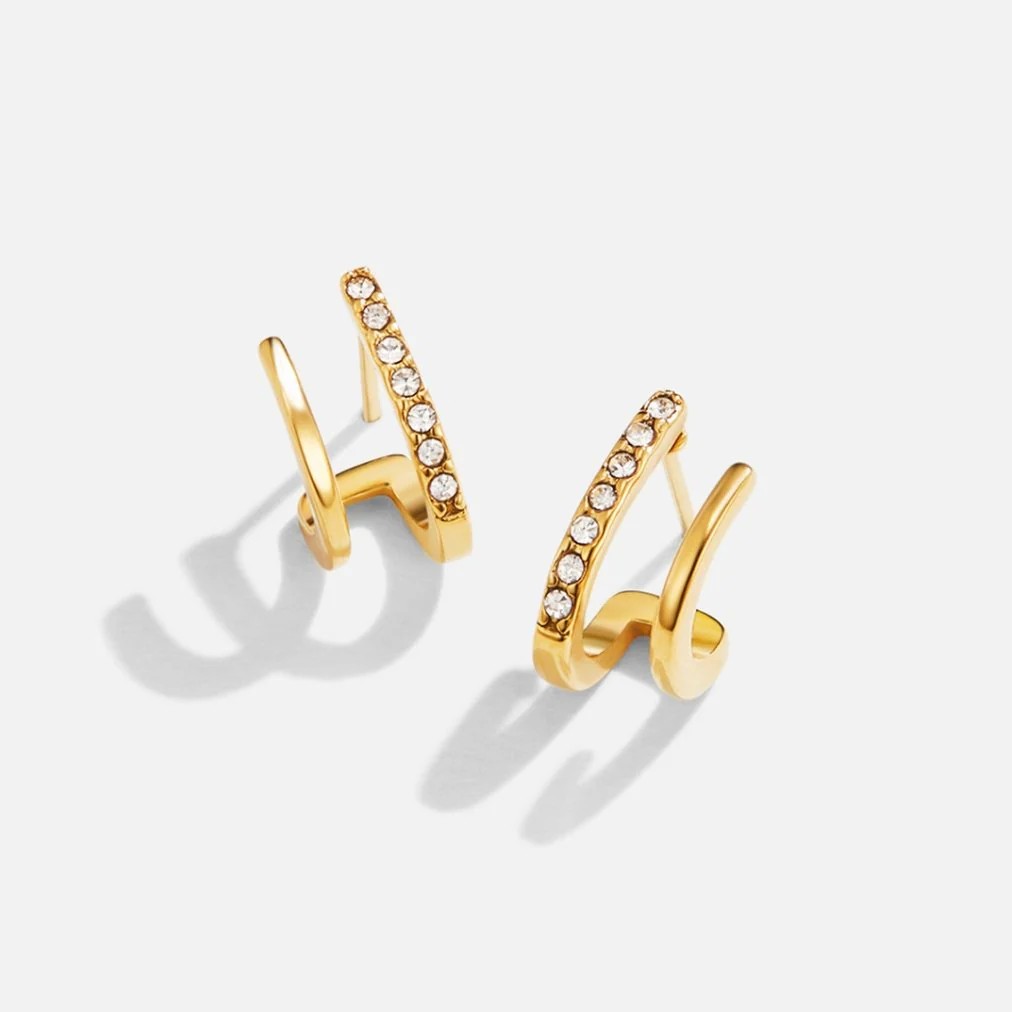 18K Gold & Crystal Claw Earrings - Image 4