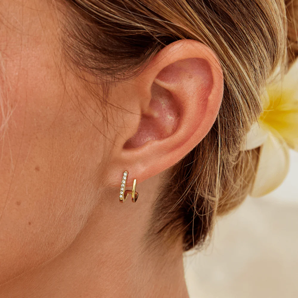 18K Gold & Crystal Claw Earrings - Image 6