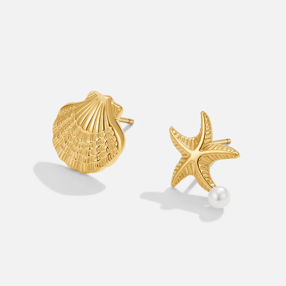 Naia Shell & Starfish Gold Earrings - Image 4