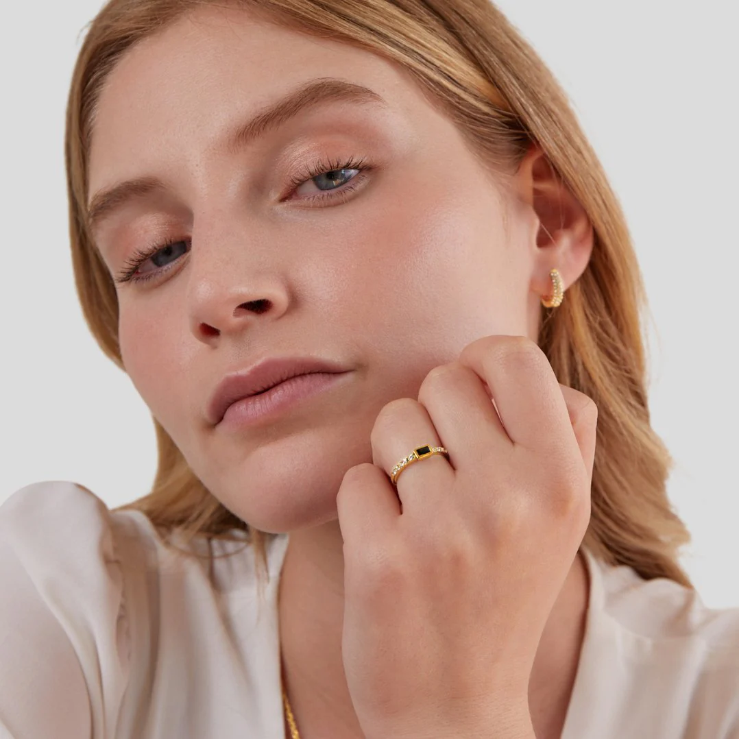 Onyx Black Crystal Ring - Image 5